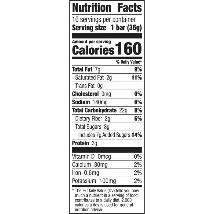 Nutrition facts nature valley granola bar