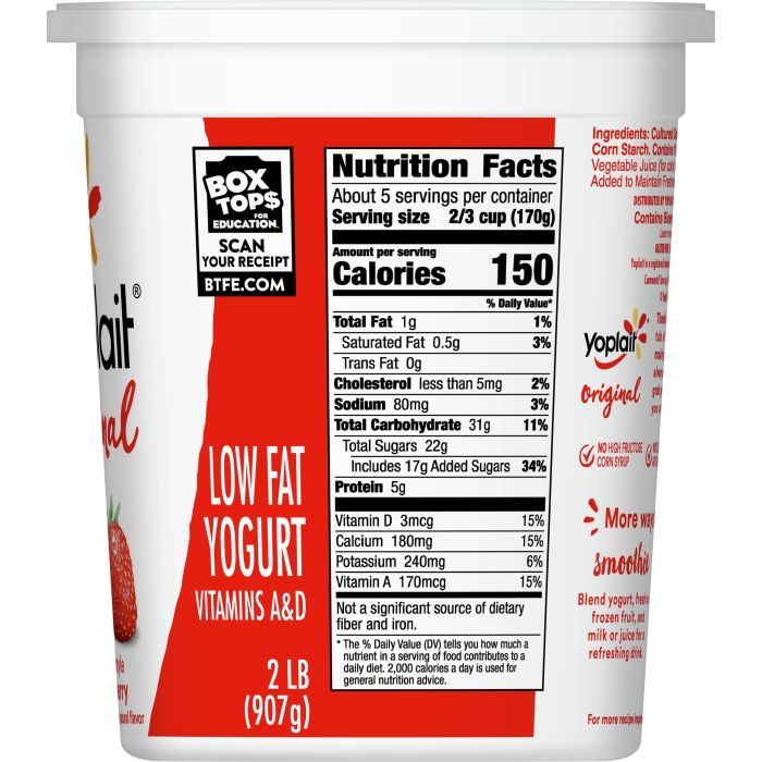 Nutrition facts yoplait strawberry yogurt