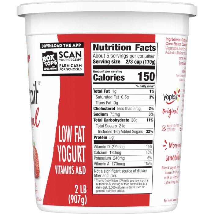 Nutrition facts yoplait strawberry yogurt