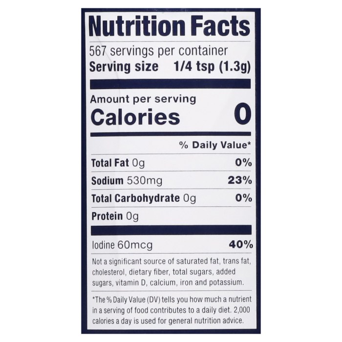 Morton salt nutrition facts