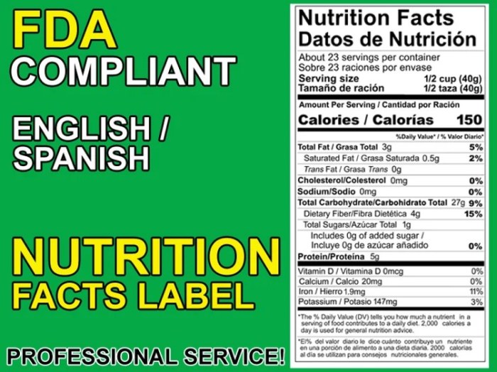 Spanish nutrition facts label