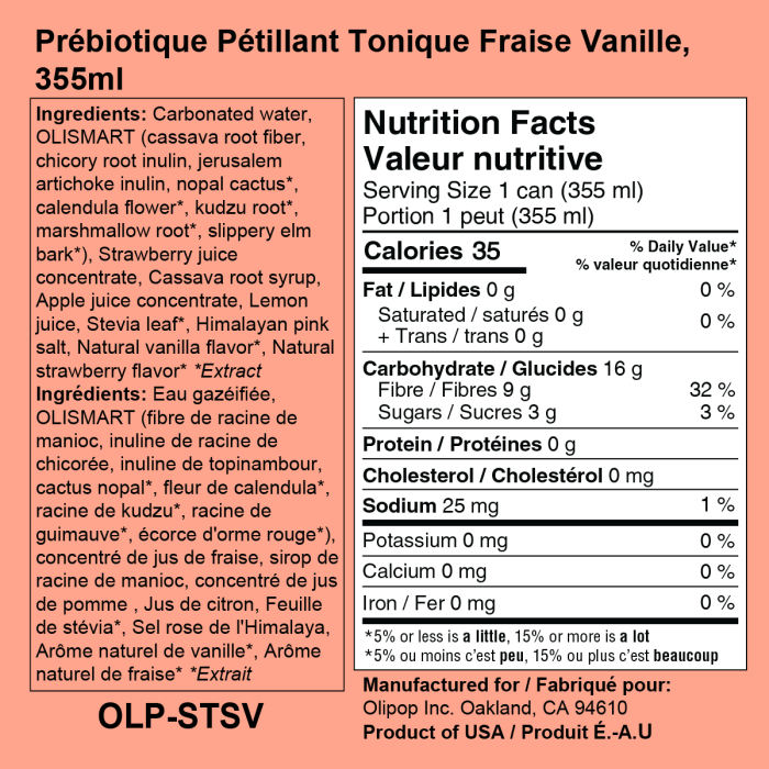 Olipop strawberry vanilla nutrition facts